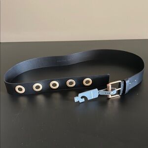 All Saints Black leather Belt with grommet Details